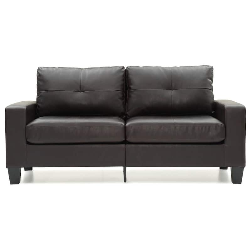 Square Arm Faux Leather Tufted Straight Sofa - 71" - Dark Brown