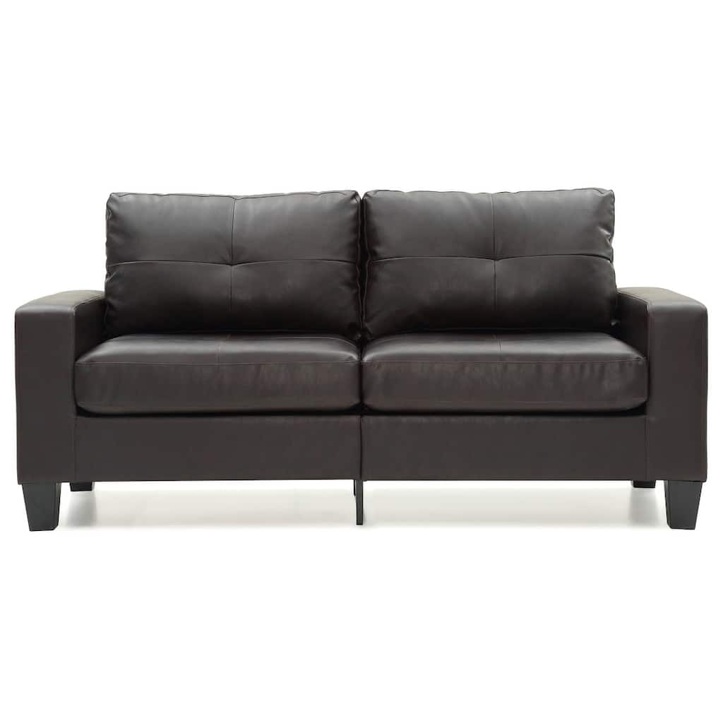 Square Arm Faux Leather Tufted Straight Sofa - 71" - Dark Brown