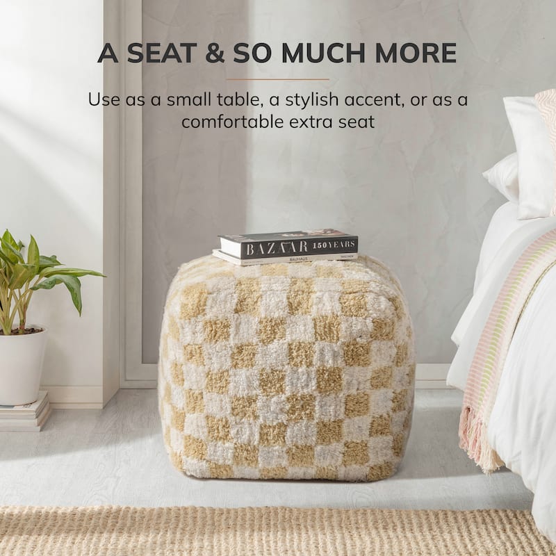 Jani 20-inch Ottoman Pouf - Handcrafted Handmade Ottoman for Seating, Footrest, Home Decor for Living Room, Bedroom