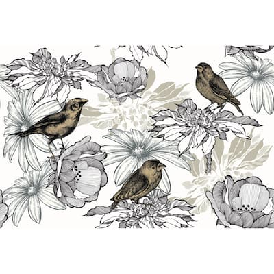 Birds with Roses Candila Removable Wallpaper - 24'' inch x 10'ft