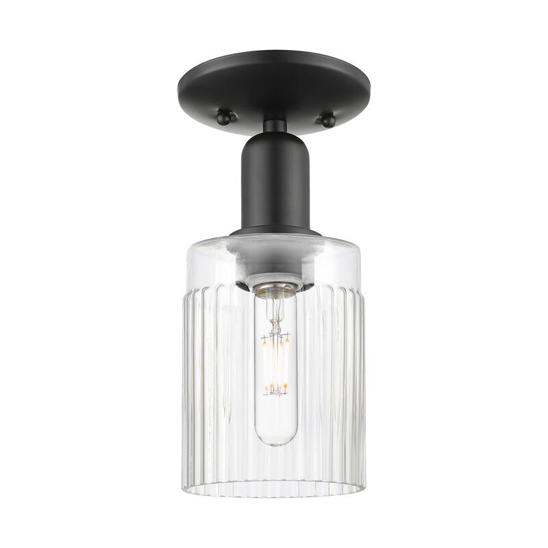 Innovations Lighting Endless Possibilities Arcadia - Hadley - 1 Light 5" Semi-Flush Mount - Clear/Matte Black