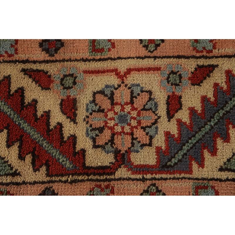 Light Blue Geometric Kazak Indian Area Rug Hand-Knotted Wool Carpet - 8'0"x 10'1"