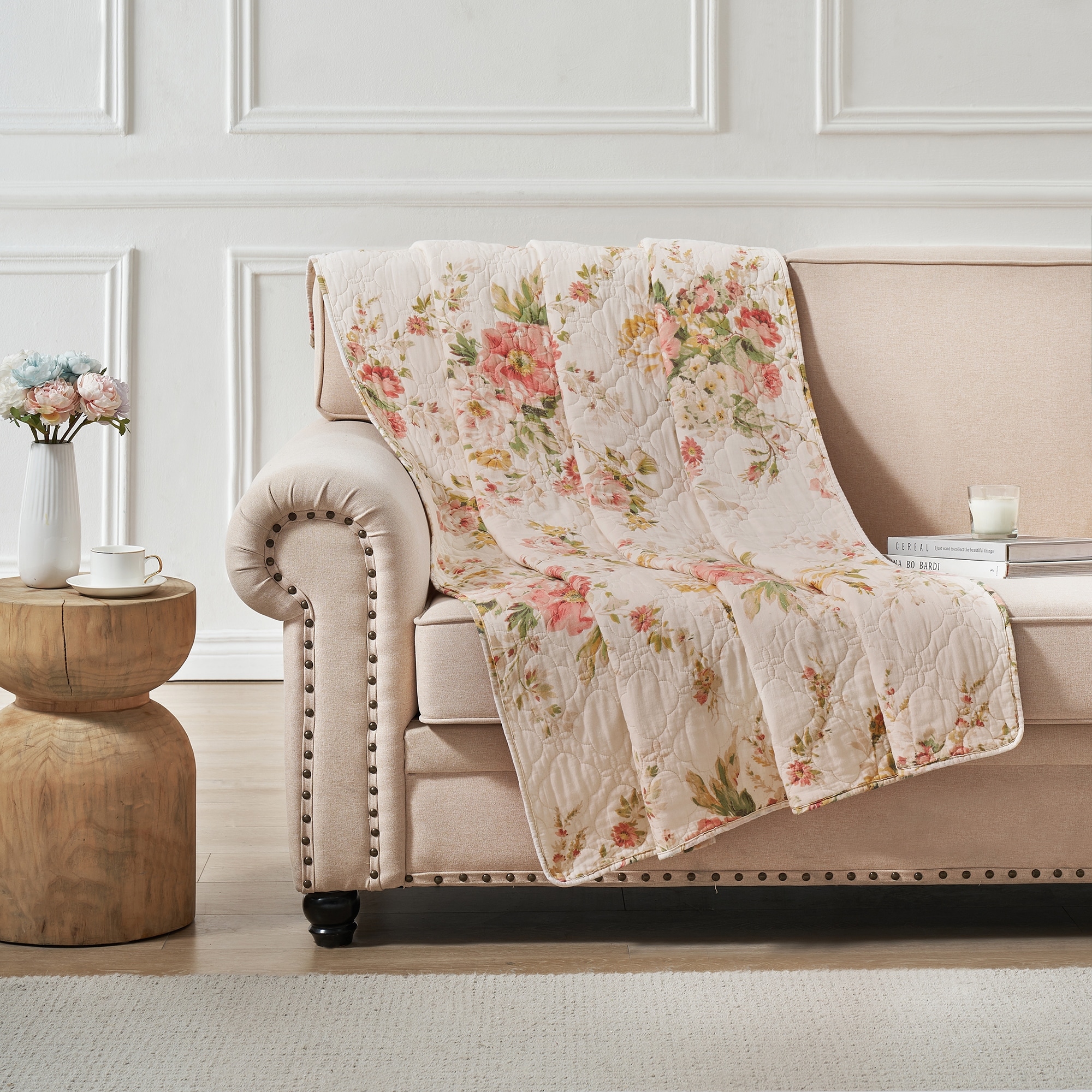 Greenland Home Fashions Grace Traditional Farmhouse Floral Throw Blanket