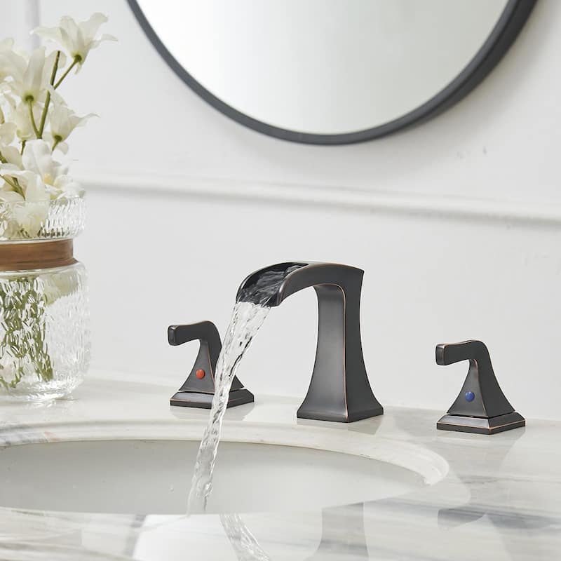 8 in. Widespread 2-Handle Waterfall Bathroom Sink Faucet
