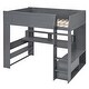 preview thumbnail 8 of 14, Full Size Solid Wood MDF Gaming Loft Bed with Desk, Multi-storage Shelves, LED and Charging Station
