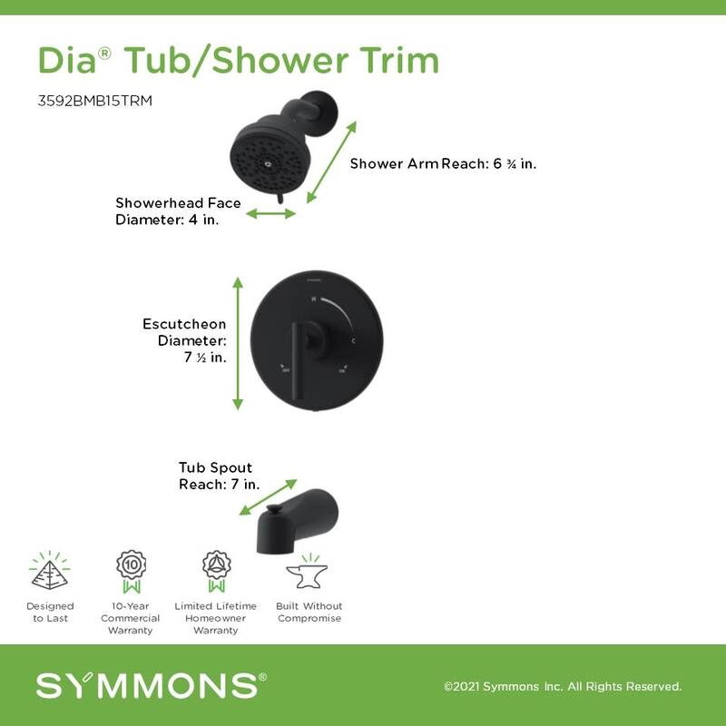 Symmons 3592B15TRM Dia HydroMersion Tub and Shower Trim Package with