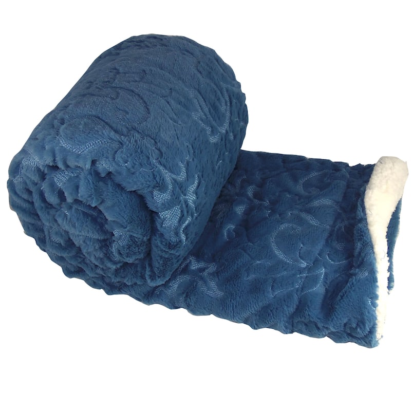 Embroidery Batik FauxFur Sherpa Throw Blanket