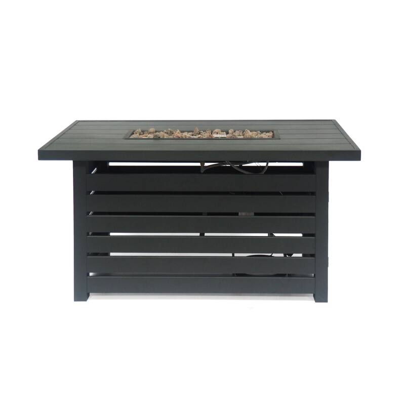Rene 30,000 BTU Rectangular Iron Firepit Table by Christopher Knight Home - N/A