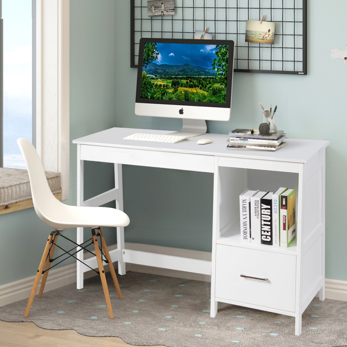 Details about   Costway 47.5" Computer Desk Trestle Desk Writing Study Workstation w/ 2 Drawers 