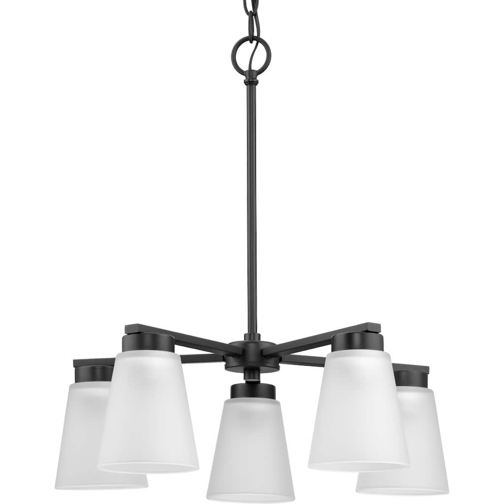 Tanner Collection Five-Light Matte Black Transitional Chandelier - 20.5 in x 20.5 in x 21.5 in