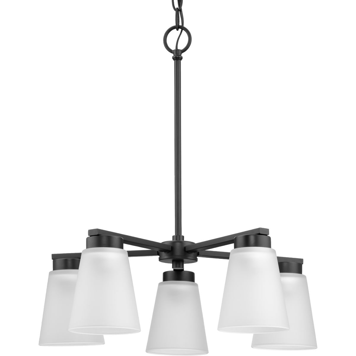 Progress Lighting Tanner Collection Five-Light Matte Black Transitional Chandelier - 20.5 in x 20.5 in x 21.5 in