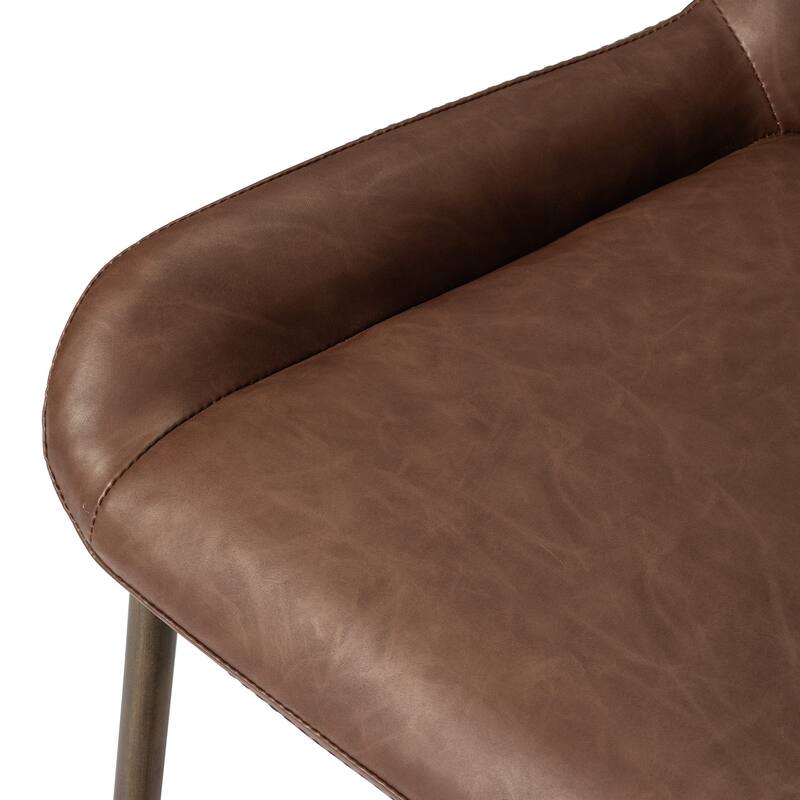 Maven Lane Naomi Metal and Vegan Leather Kitchen Dining Stool