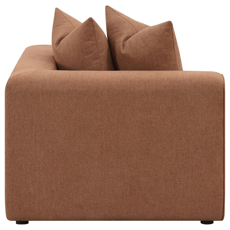 Hani 39 Inch Modular Corner Wedge, Trillium Polyester, 2 Pillows, Brown