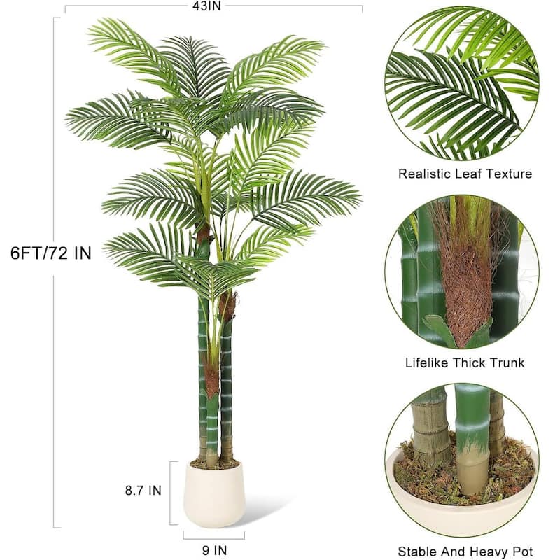 Set of 2 Artificial Tall Palm Tree Fake Plant for Indoor Home Decor
