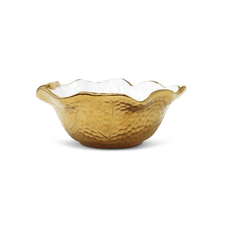 Set of 4 New Bone China Plates with Gold Scalloped Edge