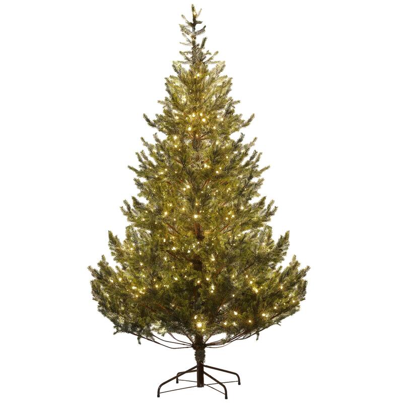 Sparse 7ft Prelit Cedar Tree with 11 Lighting Modes, Hinged Assembly, 2931 Tips