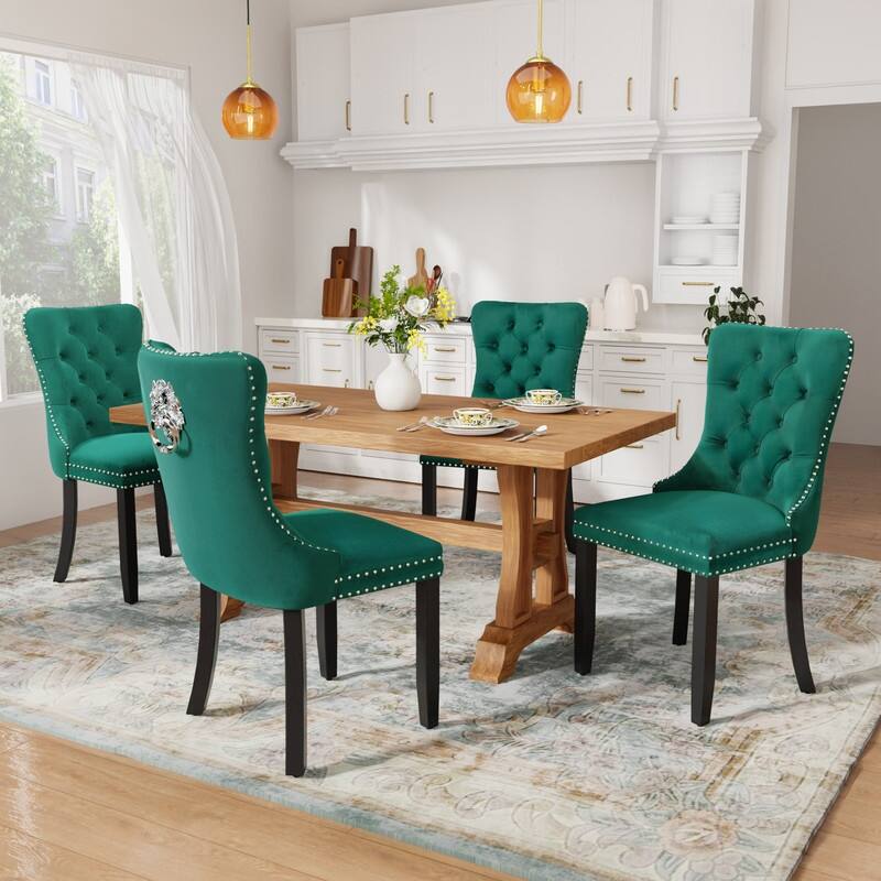 Tufted Naliheads Solid Wood Upholstered Dining Chairs (Set of 2)
