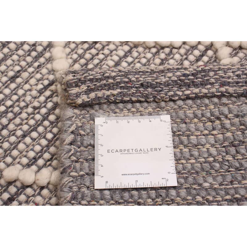 ECARPETGALLERY Braid weave Sienna Grey Wool Rug - 6'0 x 9'3