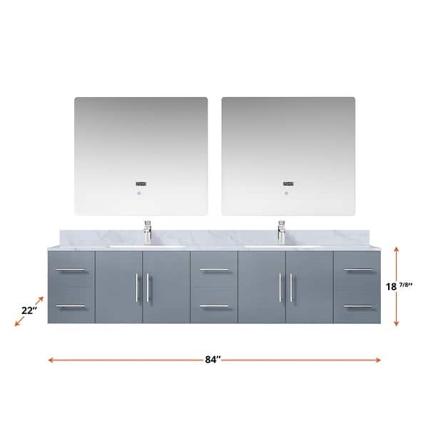 Geneva 84 in. W x 22 in. D Glossy White Double Bath Vanity and Carrara Marble Top
