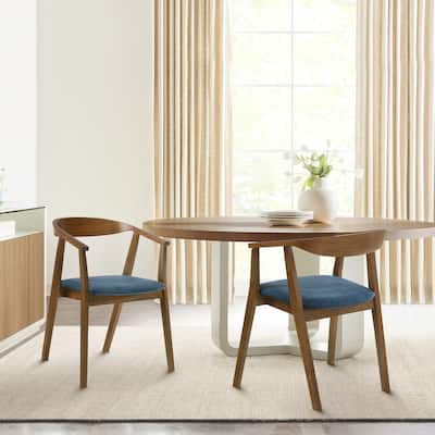 Santana Mid-Century Modern Upholstered Wood Dining Chairs - Set of 2