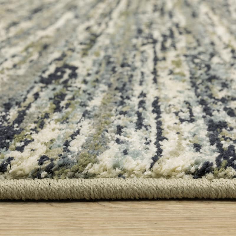 Style Haven Salinas Industrial Striped Blue/ Green Indoor Area Rug