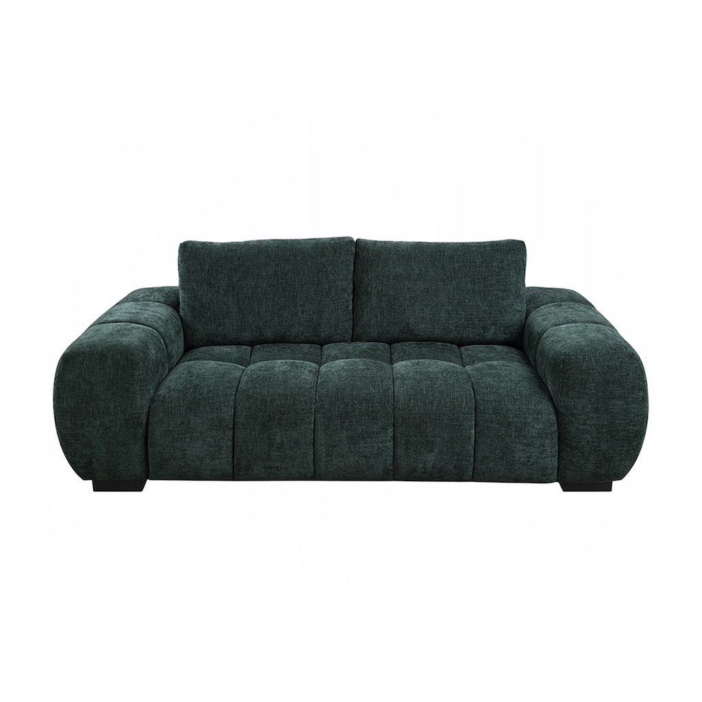 Upholstered Sofa with Loose Cushion Back in Green