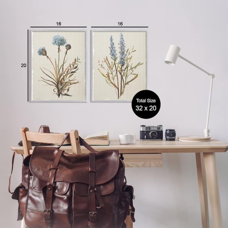Stupell Natural Budding Blooms Framed Giclee Art Design By Carol Robinson (Set of 2)