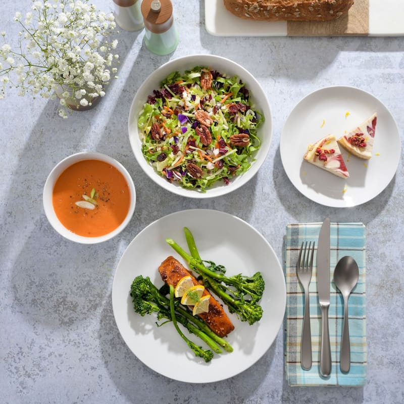 Gibson Home Gracious Dining 16 Piece Double Bowl Dinnerware Set
