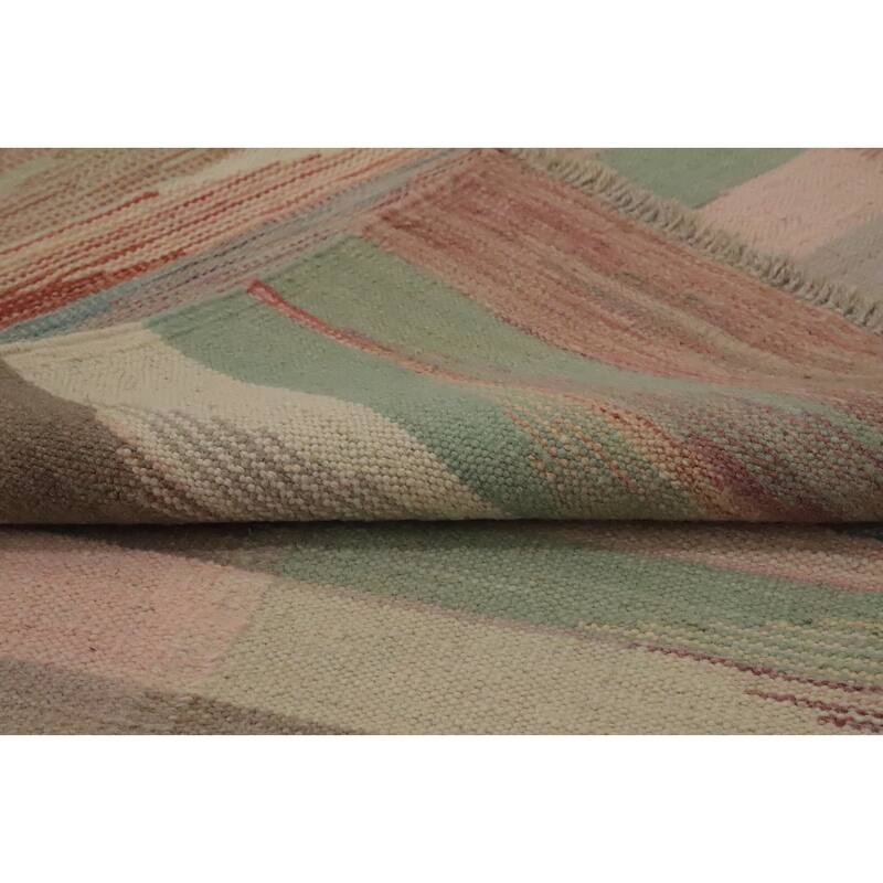 Hand Woven Oriental 100% Wool Carpet Southwestern Modern Multi-Colored Kilim Area Rug - 6' 7'' X 4' 10''