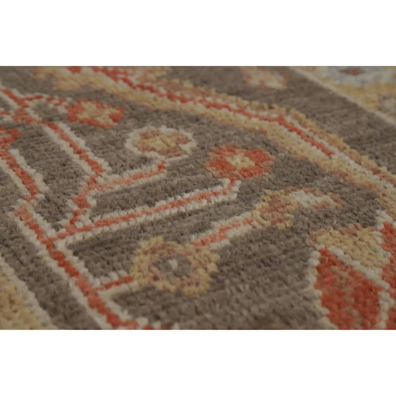 Hand Knotted Oriental 100% Wool Carpet Transitional All-Over Oranges & Rust Oushak Area Rug - 12' 7'' X 9' 0''