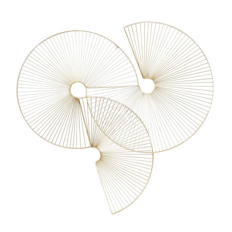 Metal Sunburst Half Moon Overlapping Wire Fan Home Wall Decor - Gold - CosmoLiving by Cosmopolitan - Gold - 23"W, 23"H