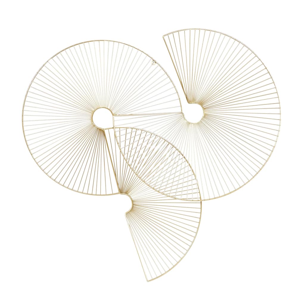 Metal Sunburst Half Moon Overlapping Wire Fan Home Wall Decor - Gold - CosmoLiving by Cosmopolitan