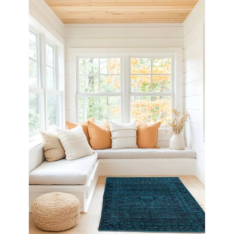 ECARPETGALLERY Hand-knotted Color Transition Turquoise Wool Rug - 4'3 x 6'7