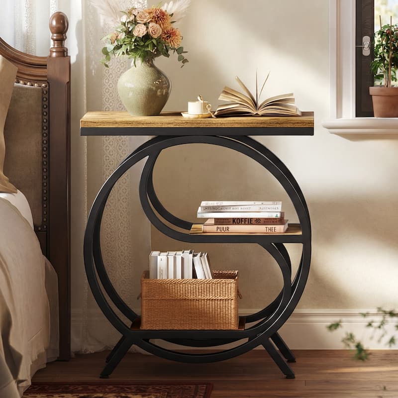 Industrial Side Table with 3 Shelves for Living Room - 1-Piece