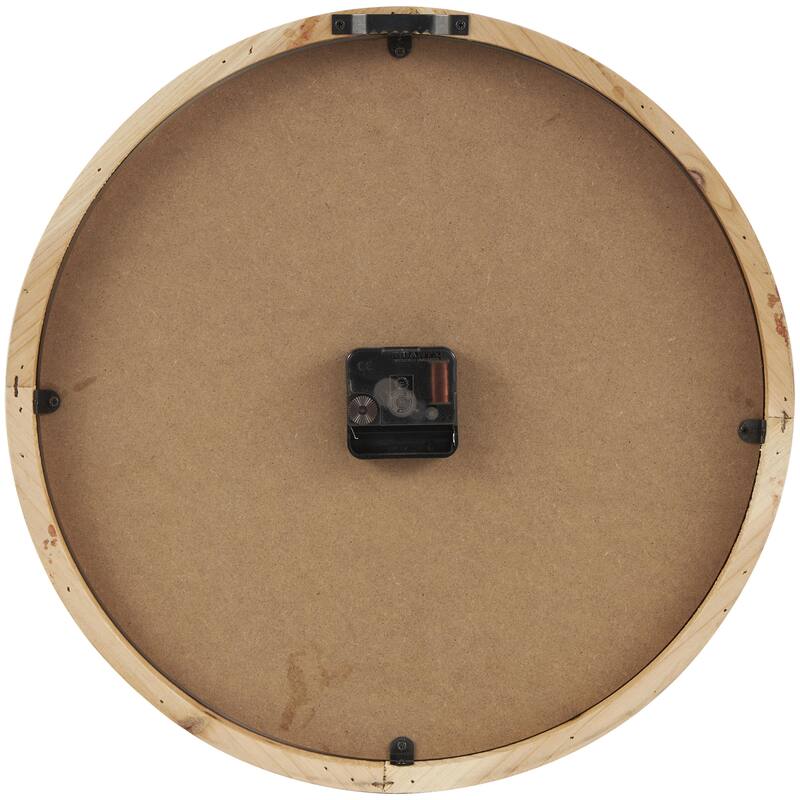 Wood Decorative Wall Clock with White Backing - Light Brown - Roche River Decor