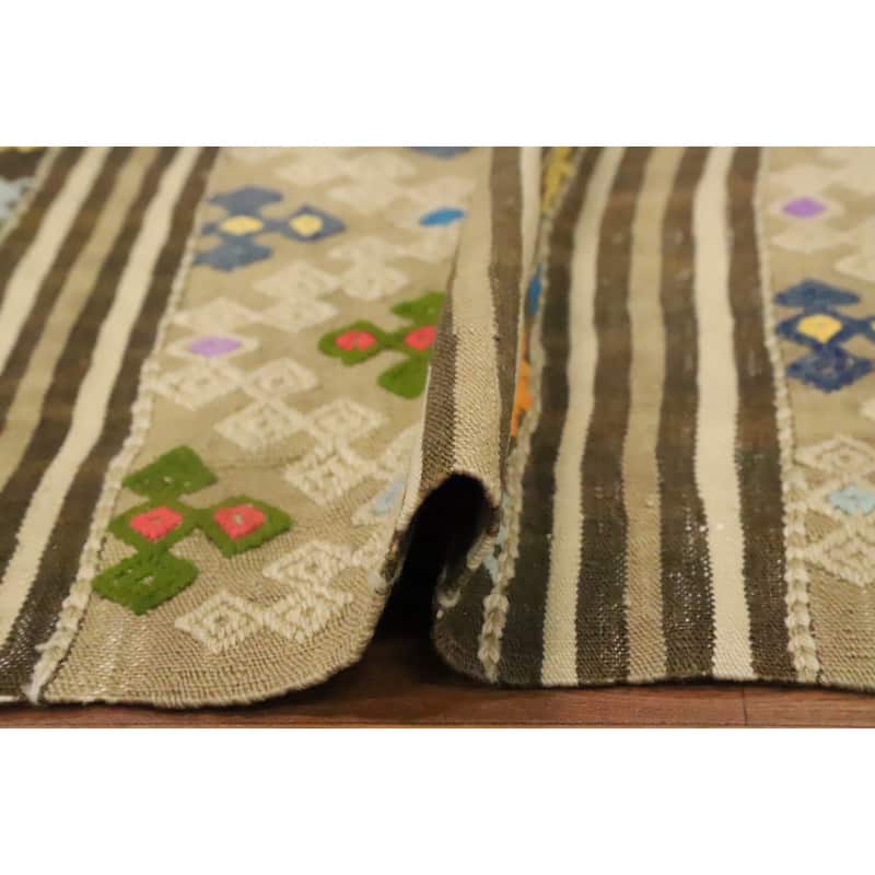 Hand Woven Oriental 100% Wool Carpet Southwestern Tribal Multi-Colored Kilim Area Rug - 8' 5'' X 5' 6''