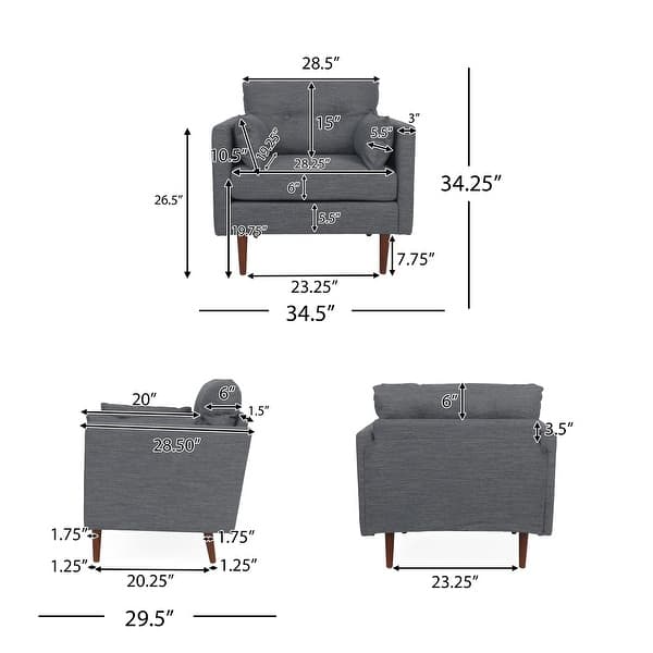 dimension image slide 2 of 4, Symonds Tufted Club Chair with Accent Pillows by Christopher Knight Home