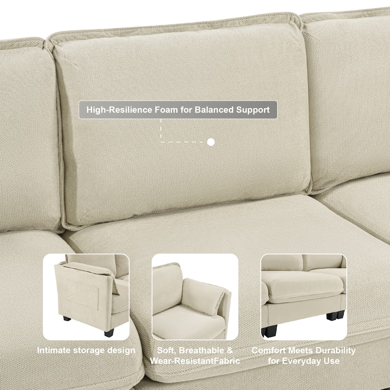 GDFStudio - 93.5" Modular L-Shaped Upholstered Sofa with Storage