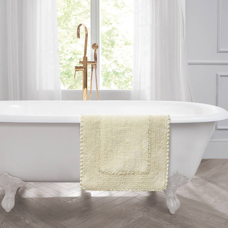 Laura Ashley Ruffle Border Pure Cotton Bath Rugs