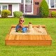 preview thumbnail 3 of 9, Costway Kids Cedar Sandbox w/ Storage Boxes & Bench Seats Children