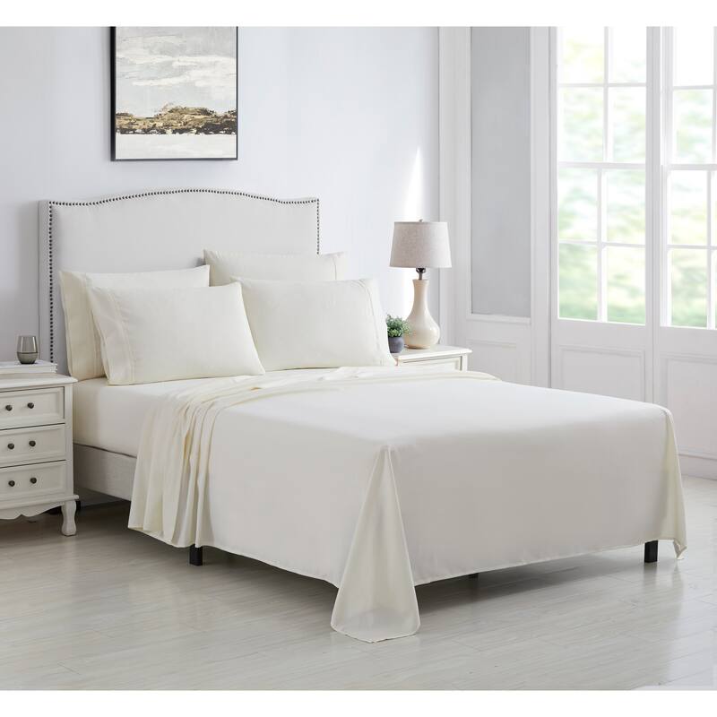 Kathy Ireland 6 Piece Brushed Microfiber Sheet Set - Twin - Ivory