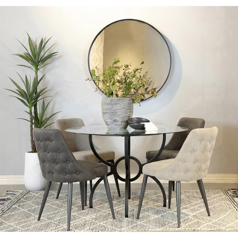 Set of 2 Microfiber Upholstered Dining Chairs, Grey