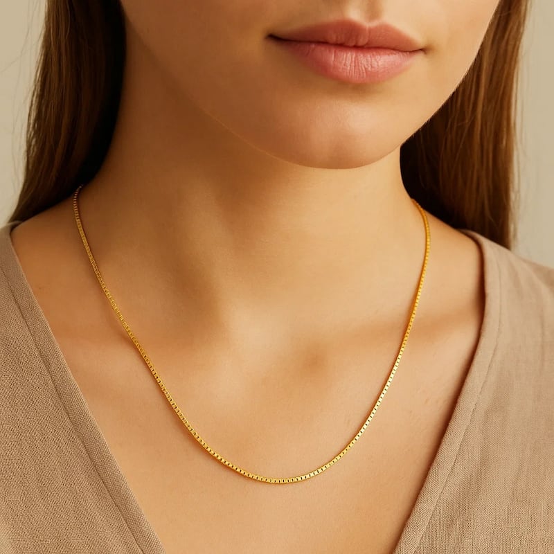 MayaMila 10k Yellow Gold Classic Box Chain 0.6mm