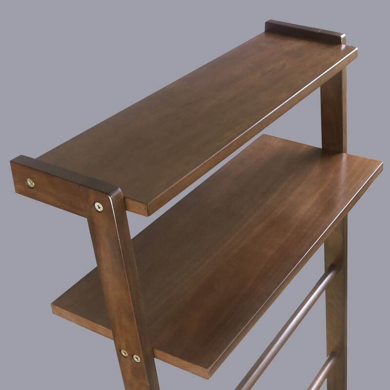 Space Saving 100% Solid Wood 6 Tiers Blanket Ladder with Two Storage Shelves