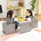 preview thumbnail 3 of 7, Grey 3 Pieces Wooden Kids Table and U-Shaped Chair Set with Ergonomic Handle - 26.5" x 20" x 16" (L x W x H)