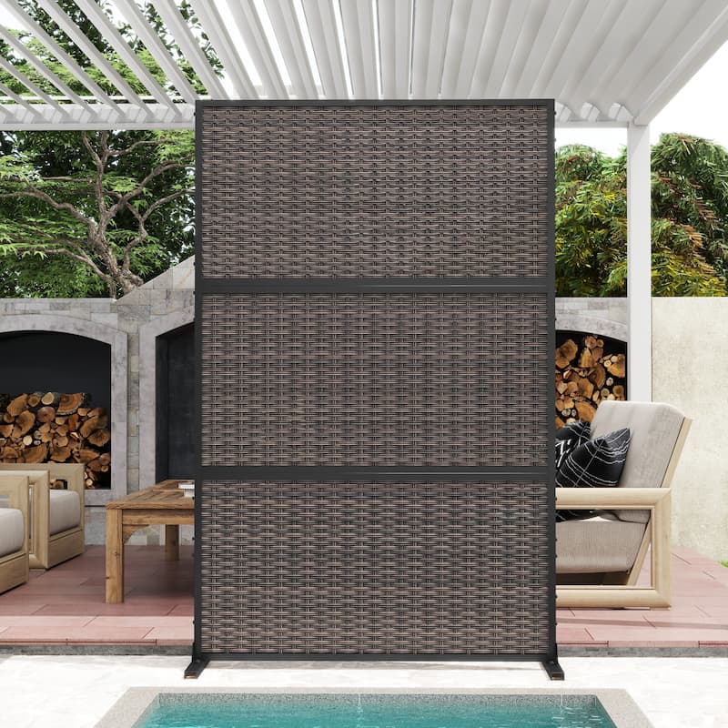 Outdoor Privacy Screen with Stand for Patio Garden Metal Fence
