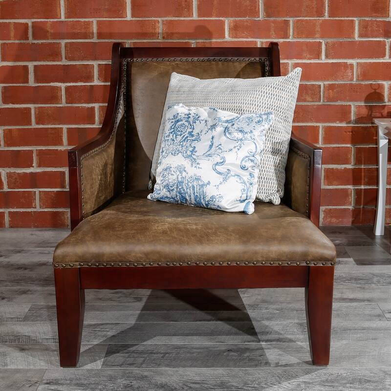 DTY Indoor Living Breckenridge Leather Accent Chair, Rustic Brown