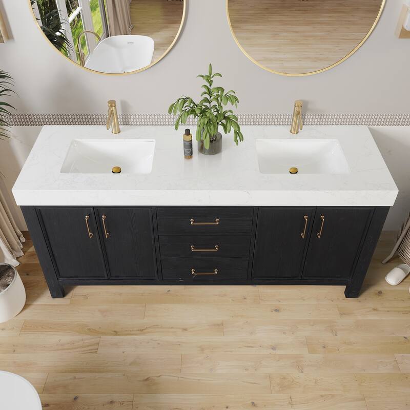 Miseno MV-LEON72-LWT León 72" Free Standing Double Basin Vanity Set