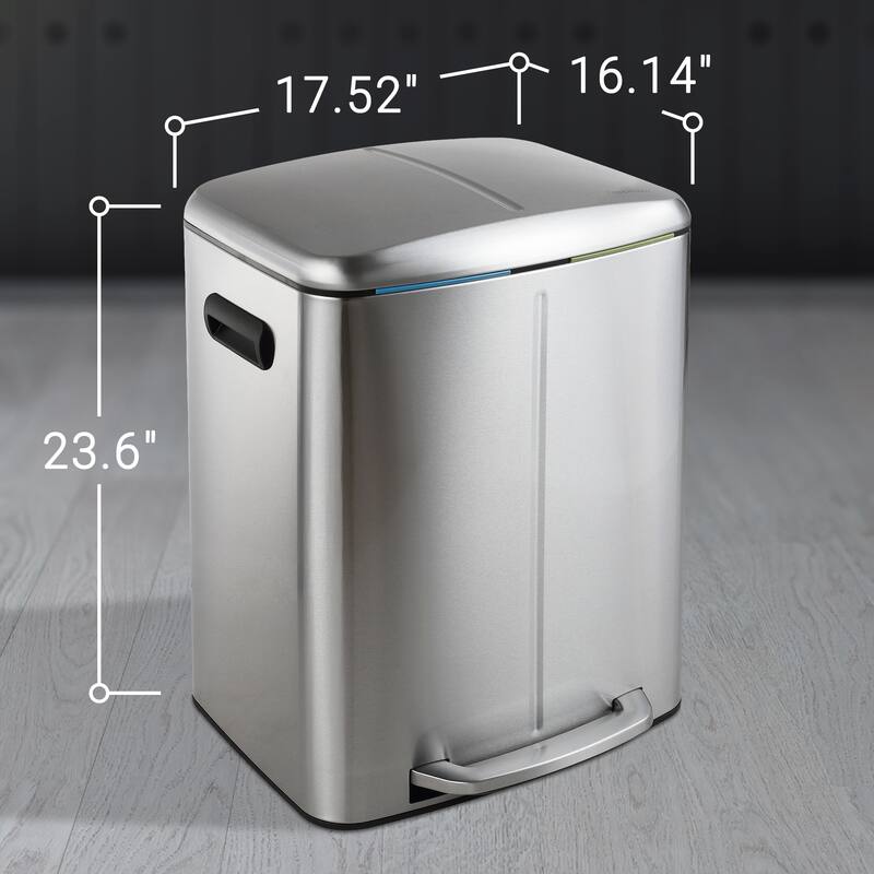 happimess 10.6-Gallon Double Bucket Trash Can with Soft Close Lid