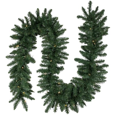 9ft x 12in Buffalo Fir Artificial Christmas Garland - Warm White LED